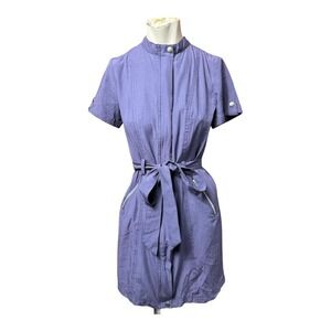 2000s Purple utility zipper‎ belted dress